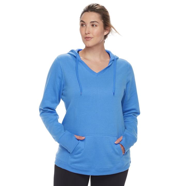 Plus Size Tek Gear&reg; Fleece-lined V-neck Hoodie, Women's, Size: 3xl, Med Blue