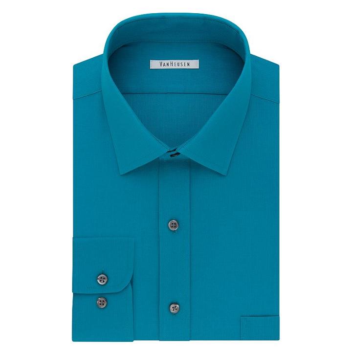 Men's Van Heusen Flex Collar Regular-fit Pincord Dress Shirt, Size: 15.5-32/33, Green Oth