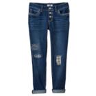 Girls 7-16 & Plus Size Mudd&reg; Destructed Crop Boyfriend Jeans, Girl's, Size: 18 1/2, Med Blue