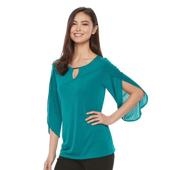 Women's Dana Buchman Textured Keyhole Top, Size: Xl, Green