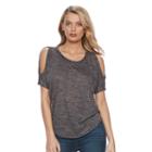 Women's Juicy Couture Marled Cold-shoulder Tee, Size: Large, Med Grey