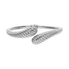 Sterling Silver Textured Hinged Bypass Bangle Bracelet, Women's