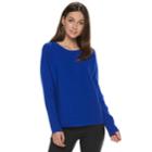 Women's Apt. 9&reg; Ribbed Crewneck Dolman Sweater, Size: Medium, Med Blue