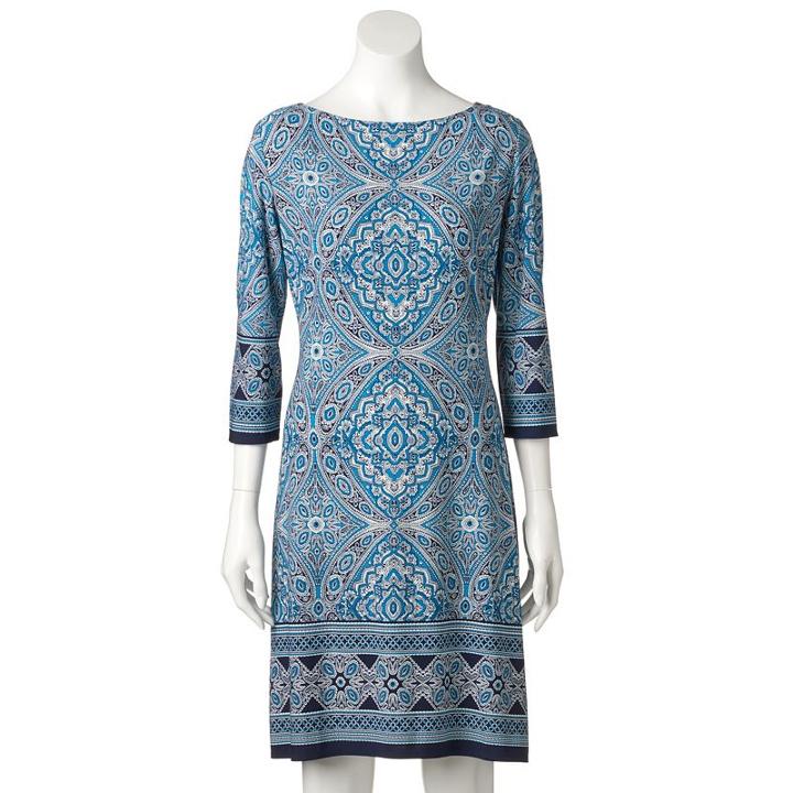 Women's Suite 7 Print Shift Dress, Size: 16, Turquoise/blue (turq/aqua)