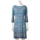 Women's Suite 7 Print Shift Dress, Size: 16, Turquoise/blue (turq/aqua)