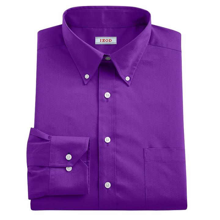 Men's Izod Regular-fit Plaid Stretch Dress Shirt - Men, Size: L-32/33, Purple