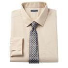 Big & Tall Croft & Barrow&reg; Classic-fit Striped Dress Shirt And Patterned Tie Boxed Set, Men's, Size: 19 36/7t, Lt Beige