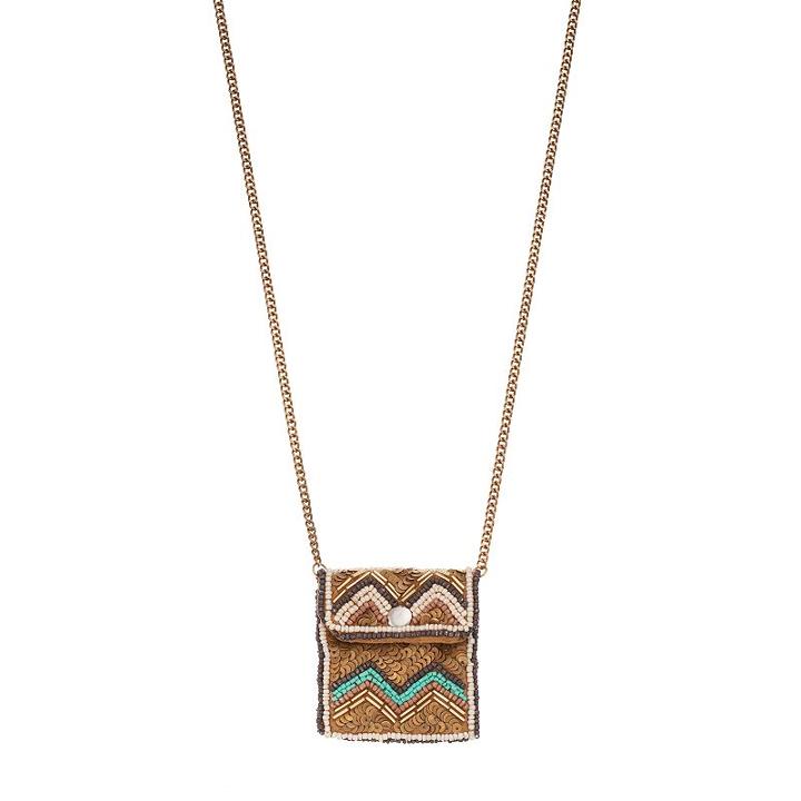 Mudd&reg; Long Beaded & Sequined Pouch Necklace, Women's, Multicolor