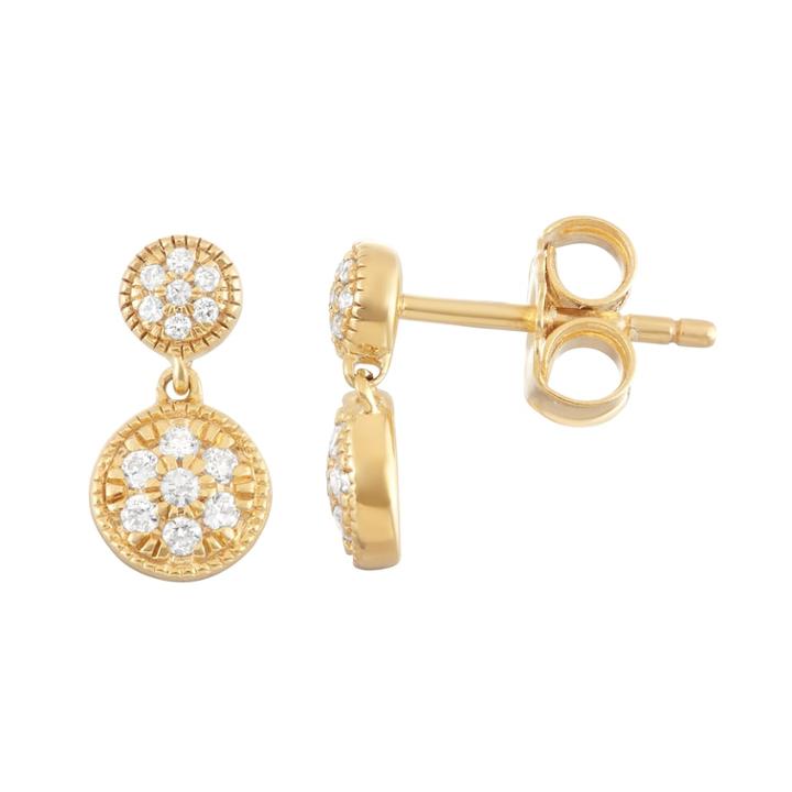 14k Gold 1/6 Carat T.w. Diamond Disc Drop Earrings, Women's, White