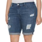 Plus Size Jennifer Lopez Destructed Jean Bermuda Shorts, Women's, Size: 18 W, Dark Blue