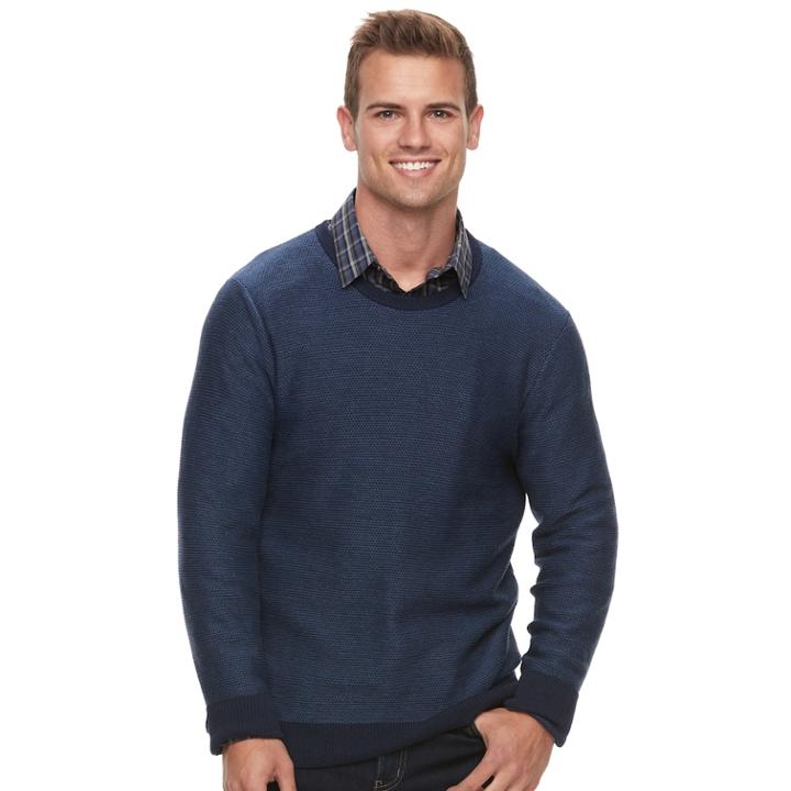 Men's Apt. 9&reg; Slim-fit Textured Crewneck Sweater, Size: Xl, Dark Blue