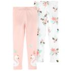 Girls 4-6x Carter's 2-pack Swan & Floral Leggings, Size: 6-6x, Multi