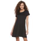 Women's Nina Leonard Lace-up Trapeze Dress, Size: Medium, Black