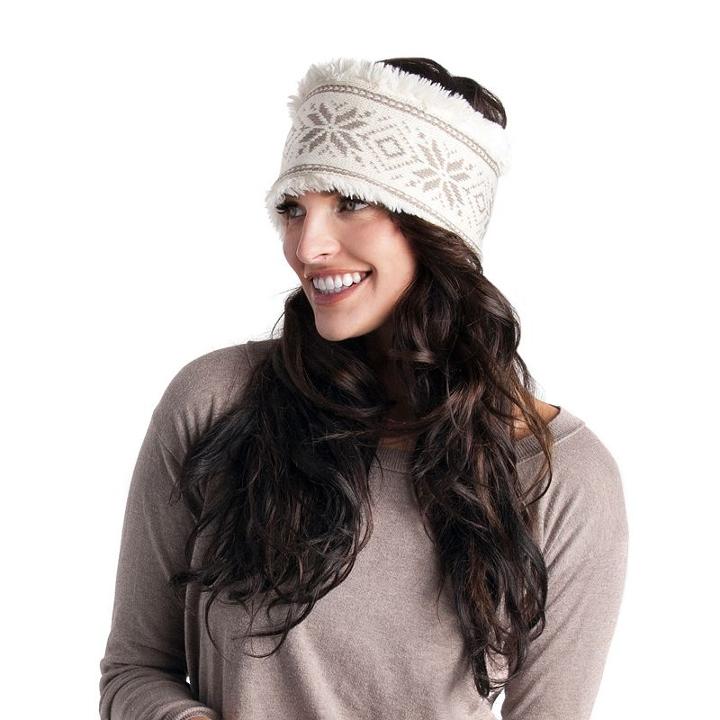 Muk Luks Women's Faux-fur Snowflake Nordic Headband, White