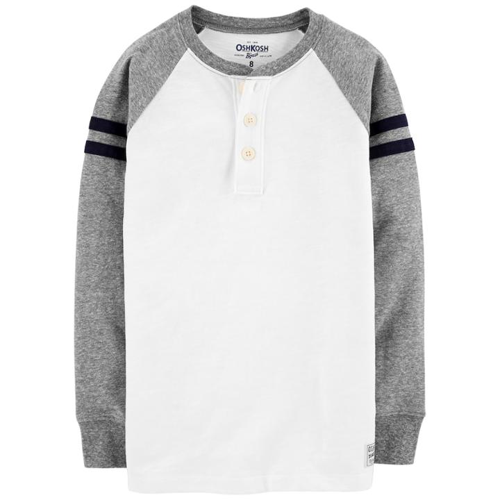 Boys 4-12 Oshkosh B'gosh&reg; Striped Raglan Henley, Size: 7, White
