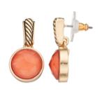 Napier Textured Nickel Free Peach Circle Drop Earrings, Women's, Orange