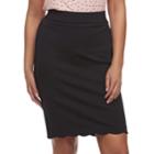 Women's Elle&trade; Scallop Hem Pencil Skirt, Size: Xxl, Black
