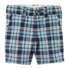 Boys 4-8 Carter's Plaid Twill Shorts, Size: 4, Blue Plaid