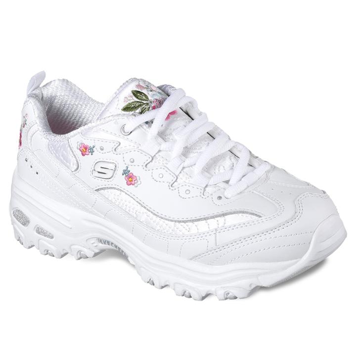 Skechers D'lites Bright Blossoms Women's Shoes, Size: 8.5, White