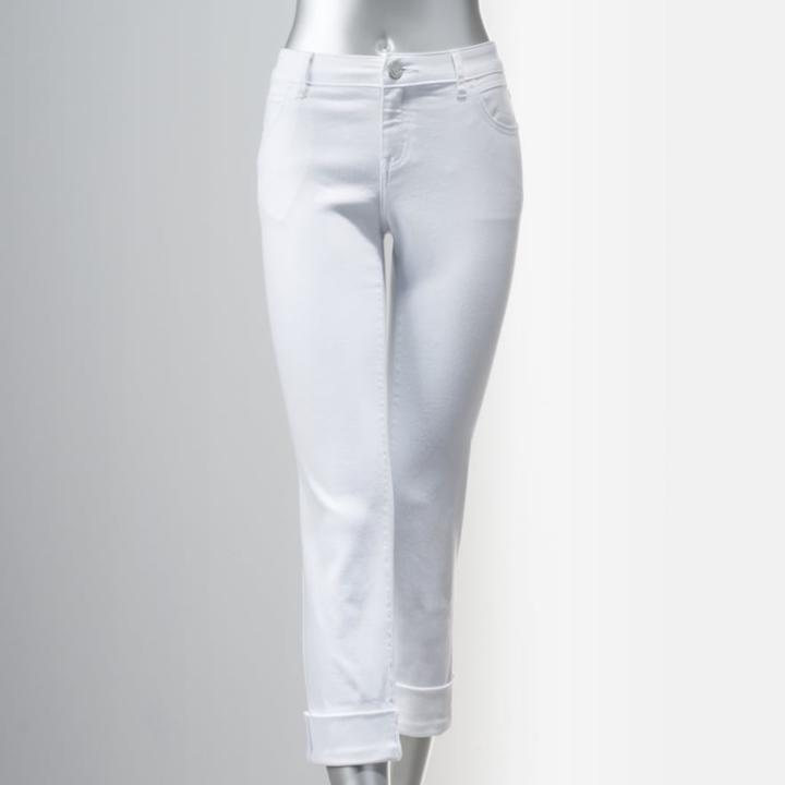 Petite Simply Vera Vera Wang Cuffed Jean Capris, Women's, Size: 14 Petite, White