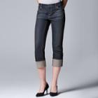 Women's Simply Vera Vera Wang Cuffed Capri Jeans, Size: 4, Dark Blue