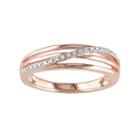 18k Rose Gold Over Silver Diamond Accent Crisscross Ring, Women's, Size: 8, White