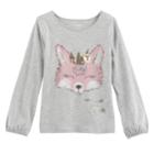 Girls 4-12 Sonoma Goods For Life&trade; Cinched Long-sleeve Embellished Tee, Size: 8, Med Grey