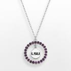 Logoart Lsu Tigers Silver Tone Crystal Logo Charm Circle Pendant, Women's, Size: 18, Purple