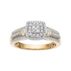 Always Yours 18k Gold Over Silver 1/3 Carat T.w. Diamond Square Halo Engagement Ring, Women's, Size: 7, White