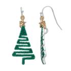 Glittery Christmas Tree Nickel Free Drop Earrings, Women's, Green Oth