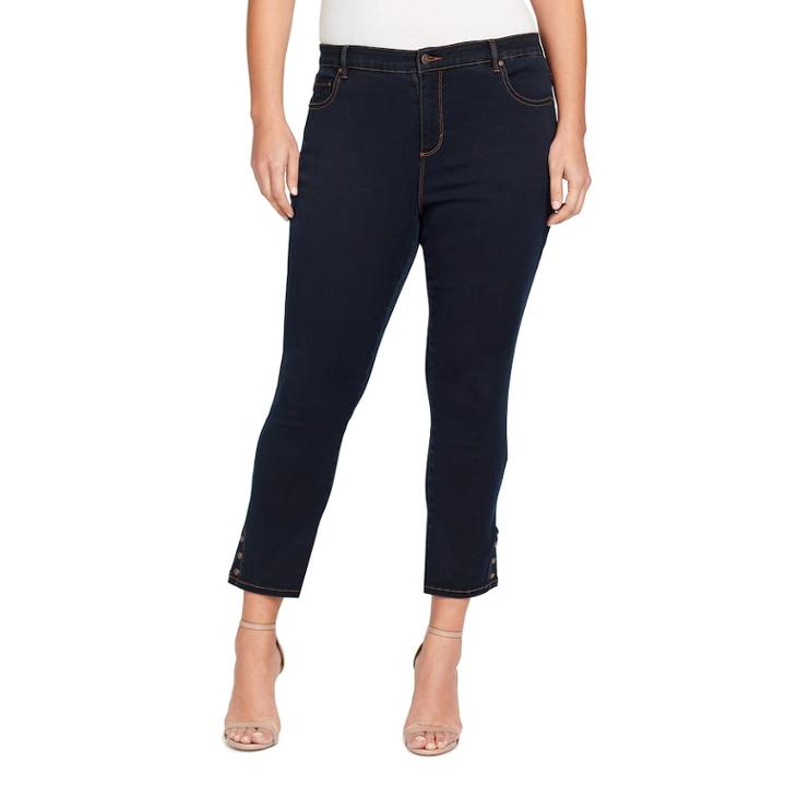 Plus Size Gloria Vanderbilt Amanda Snap-hem Skinny Ankle Jeans, Women's, Size: 24 W, Med Blue