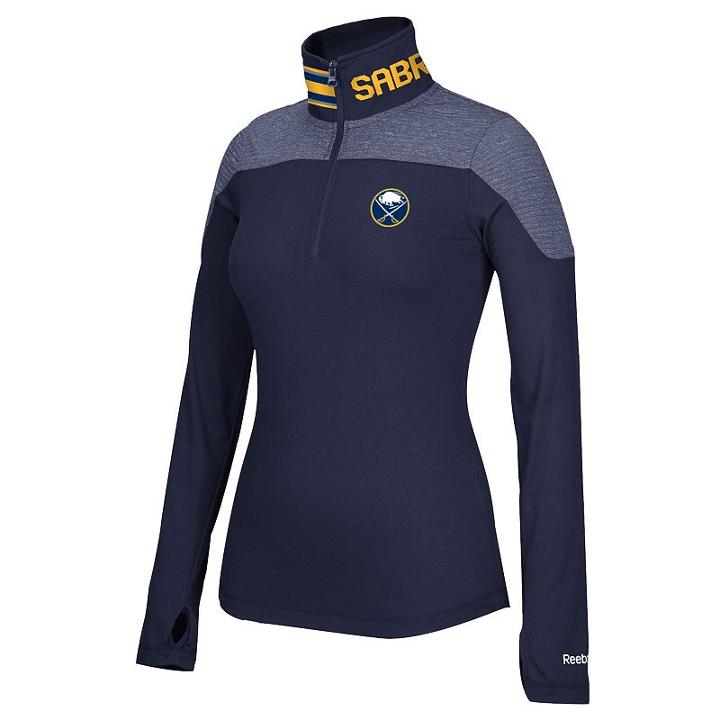 Women's Reebok Buffalo Sabres Performance Quarter-zip Top, Size: Medium, Blue (navy)