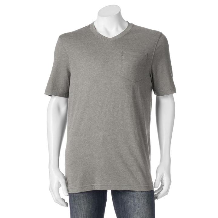 Men's Croft & Barrow&reg; Signature Pocket V-neck Tee, Size: Xl, Med Grey
