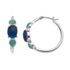 Dana Buchman Blue & Green 3-stone Hoop Earrings, Women's
