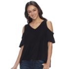 Juniors' Mudd&reg; Cold Shoulder High-low Top, Teens, Size: Large, Black