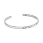 Love This Life Silver-plated Keep Calm Cuff Bracelet, Women's, Grey