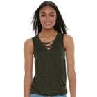 Women's Jennifer Lopez Lace-up Jersey Tank, Size: Medium, Dark Green