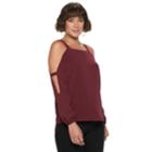 Women's Juicy Couture Georgette Cold Shoulder Top, Size: Large, Dark Red