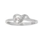 Sterling Silver Cubic Zirconia Swirl Heart Ring, Women's, Size: 7, White