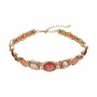 Napier Pink Oval Stone Choker Necklace, Women's, Orange