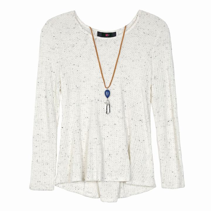 Girls 7-16 Iz Amy Byer Lace-up Back Swing Thermal Top With Necklace, Size: Xl, White