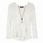 Girls 7-16 Iz Amy Byer Lace-up Back Swing Thermal Top With Necklace, Size: Xl, White