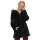 Women's Gallery Hooded Faux-fur Jacket, Size: Small, Black