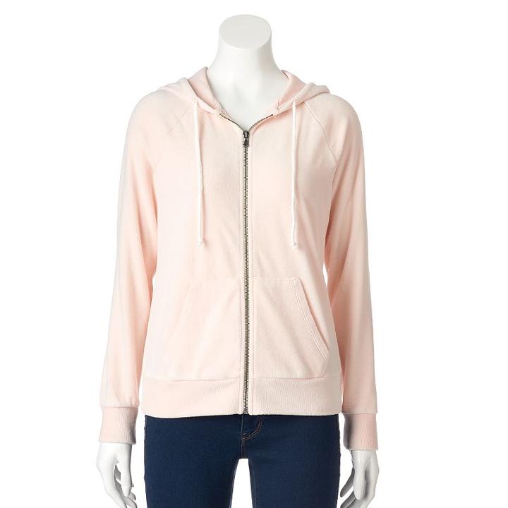 Women's Sonoma Goods For Life&trade; Velour Hoodie, Size: Large, Med Pink