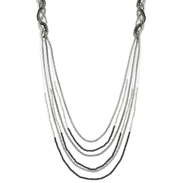 Simply Vera Vera Wang Two Tone Beaded Multi Strand Long Necklace, Women's, Black