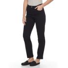 Gloria Vanderbilt Petite Amanda Embroidery Pant, Women's, Size: 16 Petite, Grey (charcoal)