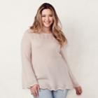 Plus Size Lc Lauren Conrad Pointelle Crewneck Sweater, Women's, Size: 1xl, Purple