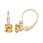 10k Gold Round-cut Citrine & White Zircon Leverback Earrings, Women's, Yellow
