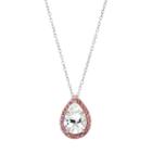 100 Facets Of Love Sterling Silver Lab-created White & Pink Sapphire Teardrop Pendant, Women's, Size: 18