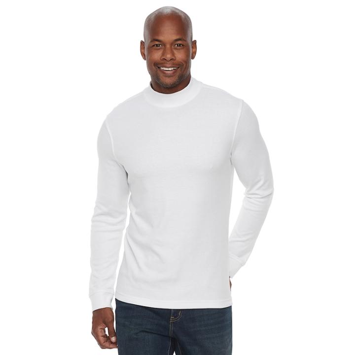 Men's Croft & Barrow&reg; Classic-fit Easy-care Mockneck Pullover, Size: Xl, White